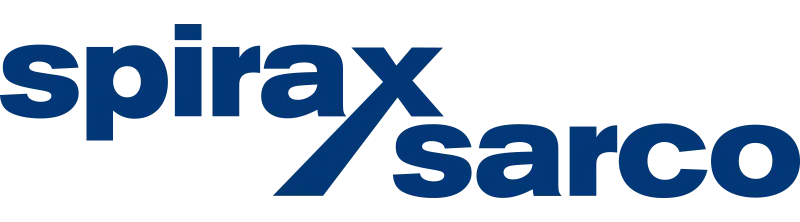 Logo von Spirax Sarco in blauer Schrift.