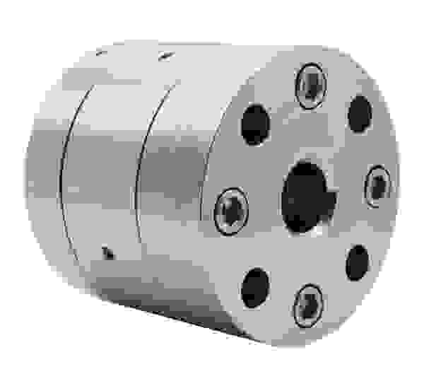 Edelstahl-Kupplung mit sechs Schraubenlöchern, um exakte Verbindungen in mechanischen Anwendungen herzustellen.