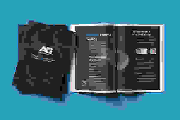 ACI brochure on a blue background, featuring a cover with a logo and a slogan. An open page displays information on certified safety, quality advantages, and relevant certifications.
