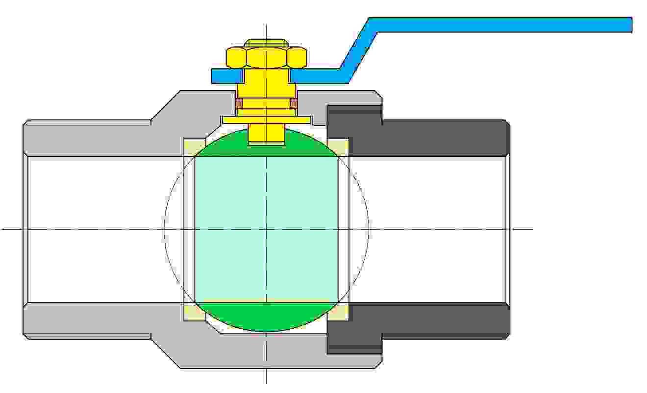 Ball valve-full passage-two-part-soft sealing-floating support-both sides external thread