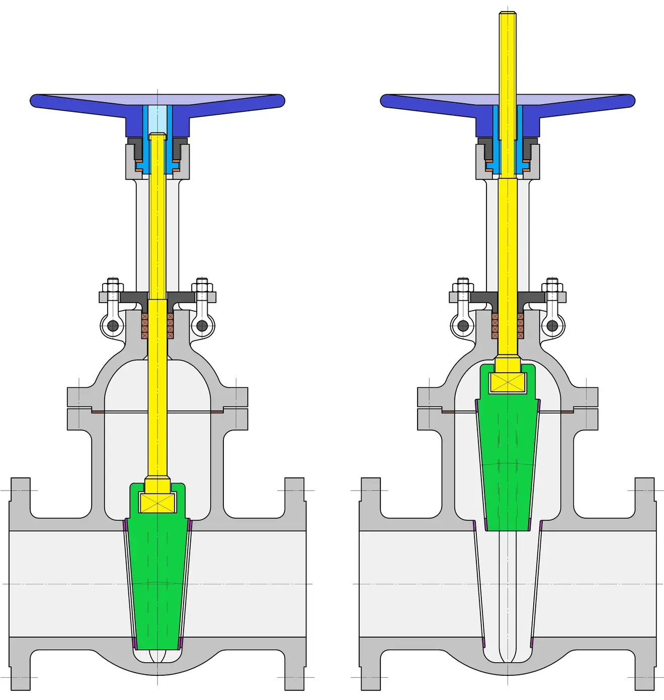 Gate valve-rigid-wedge-external spindle
