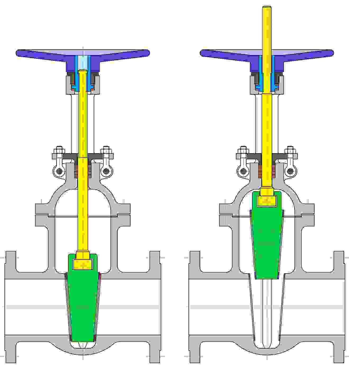 Gate valve-rigid-wedge-external spindle