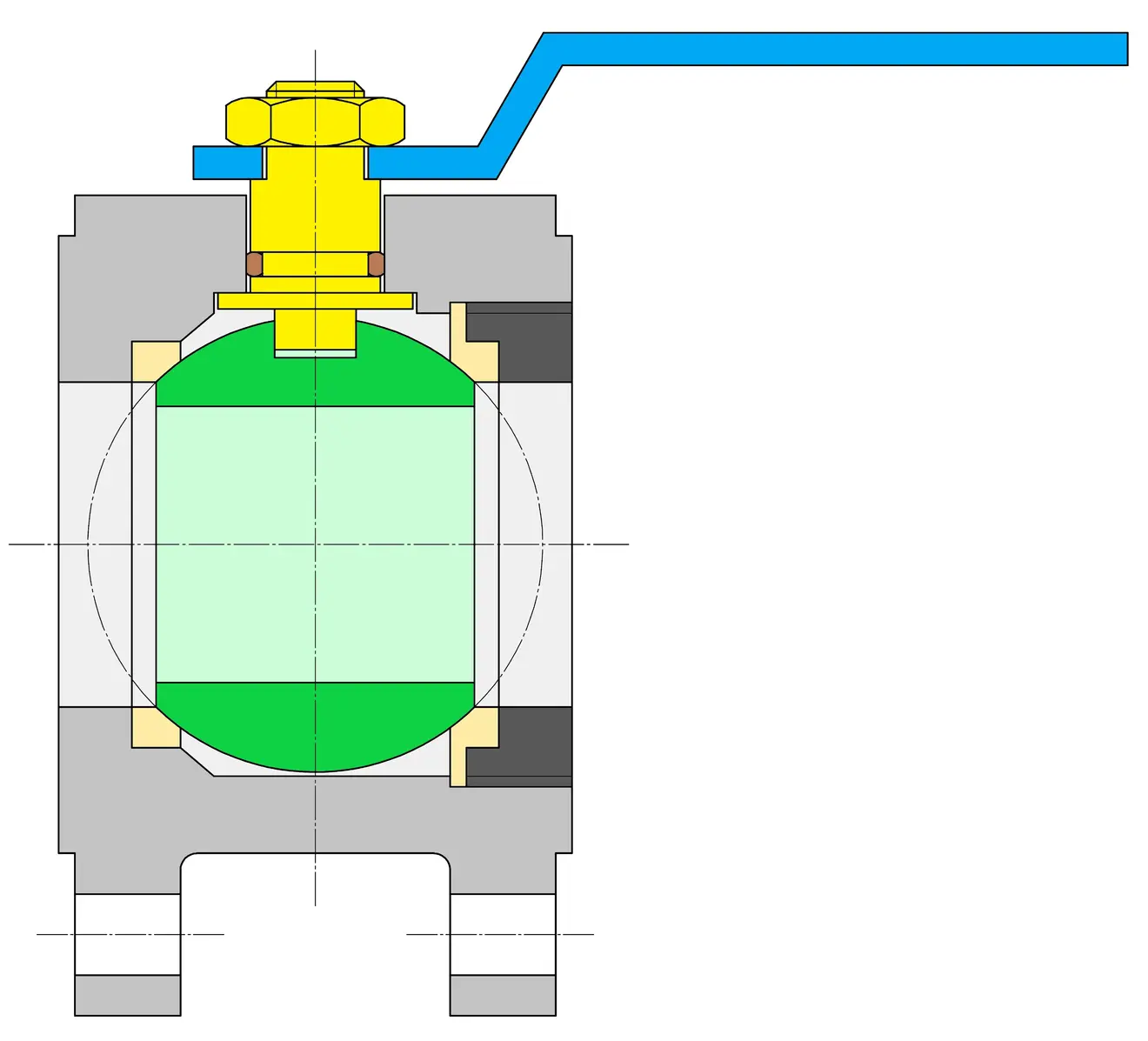 Ball valve-compact design-intermediate flange mounting