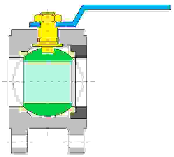 Ball valve-compact design-intermediate flange mounting