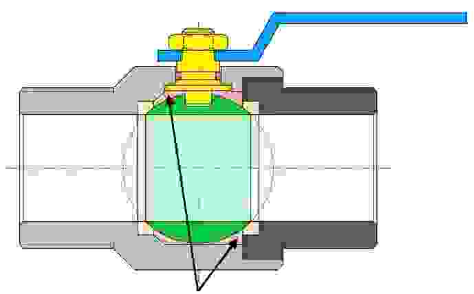 Ball valve with dead space representation