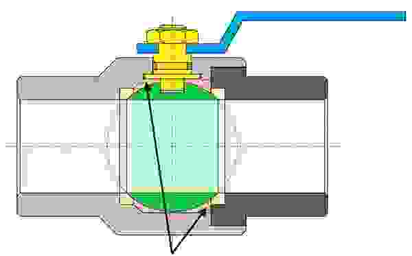 Ball valve with dead space representation