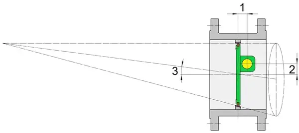 Butterfly valve, triple eccentric – half section