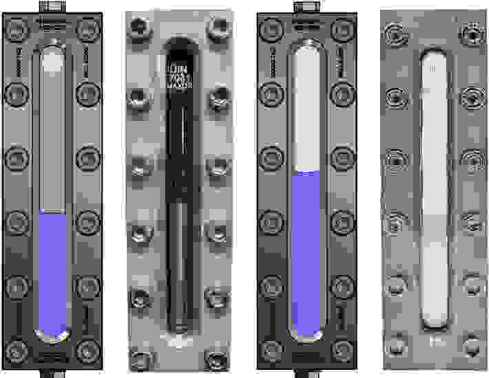 The difference between transparent sight glasses (left) and reflective sight glasses (right) according to DIN 7081.