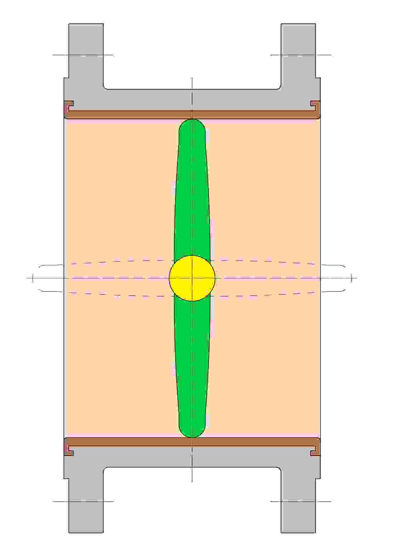 Butterfly valve, concentric, soft-sealing – half section