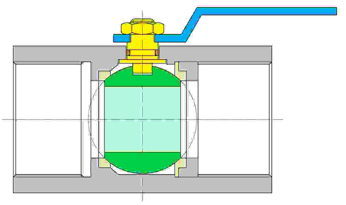 Ball valve, one-piece, reduced bore, floating ball, soft-sealing, female thread on both sides
