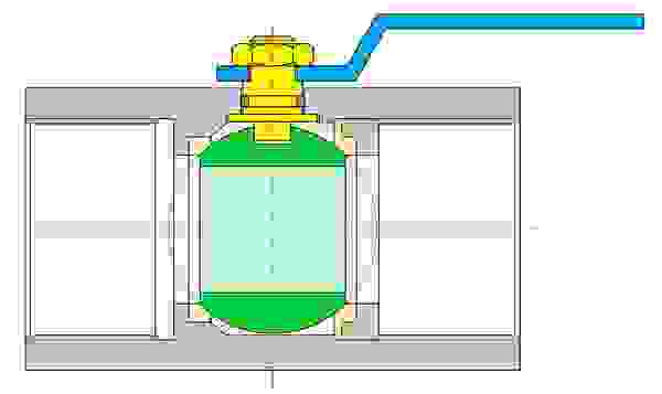 Ball valve, one-piece, reduced bore, floating ball, soft-sealing, female thread on both sides