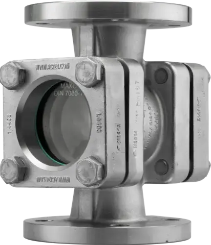 Type 550 flow sight glass in an oblique view