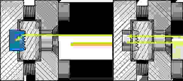 Path of light through reflective glass compared to liquid or in air