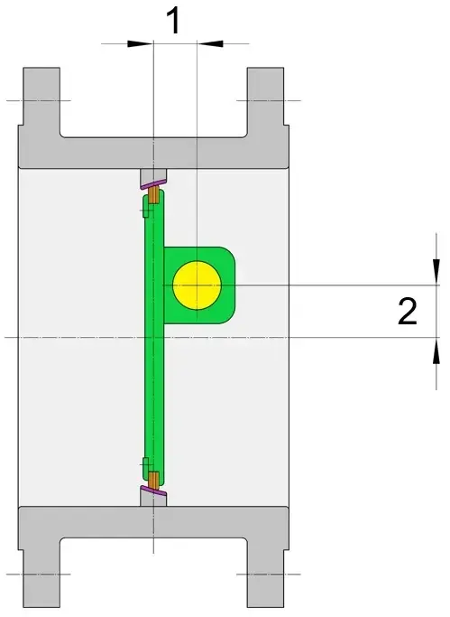 Butterfly valve, double eccentric – half section