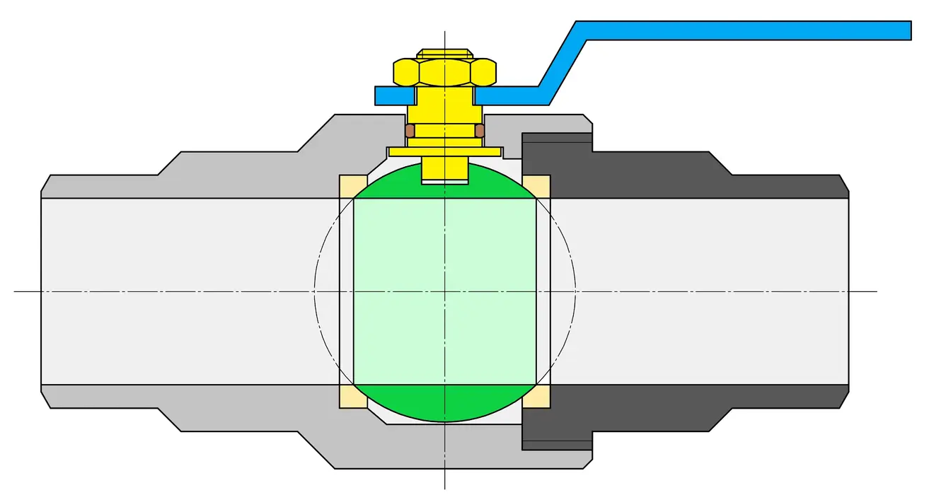 Ball valve with welding ends on both sides
