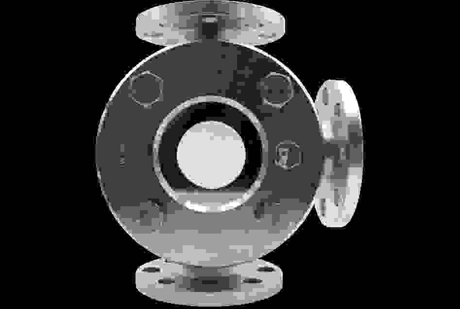 Energy storage made of stainless steel with flanges and screws, visible in cross-section.