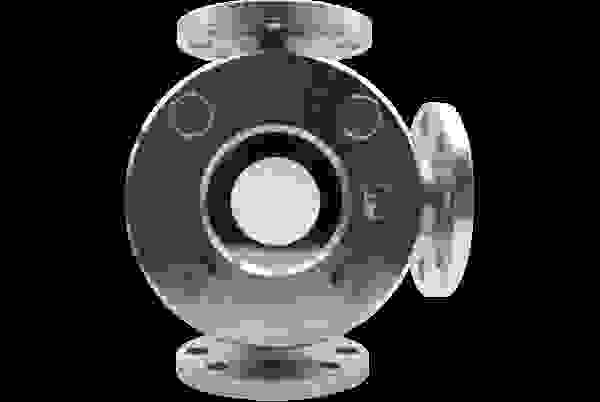 Energy storage made of stainless steel with flanges and screws, visible in cross-section.