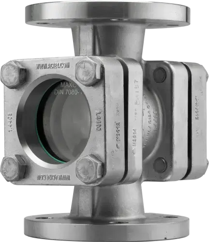 Type 550 flow sight glass in an oblique view