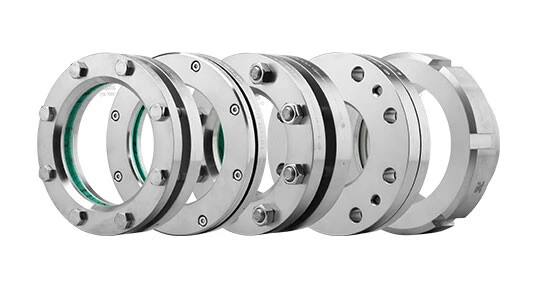 A series of metal flanges in various designs.