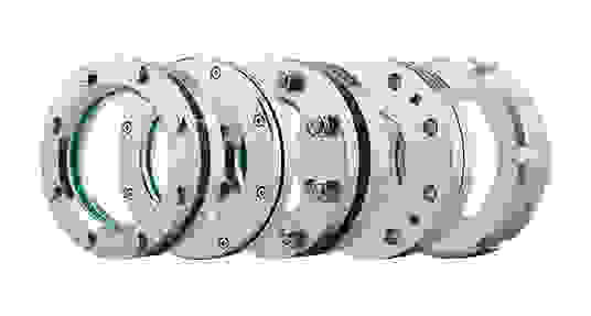 A series of metal flanges in various designs.
