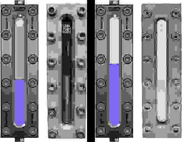 The difference between transparent sight glasses (left) and reflective sight glasses (right) according to DIN 7081.