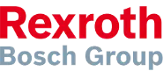 Logo du groupe Rexroth Bosch en rouge et bleu.