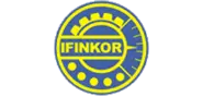 Logo van IFINKOR met een tandwielmotief in blauw en geel.