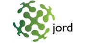 Logo van "jord" met groene, organisch gevormde elementen.