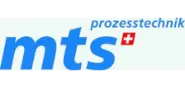 Logo firmy mts prozesstechnik w kolorach niebieskim i czerwonym.